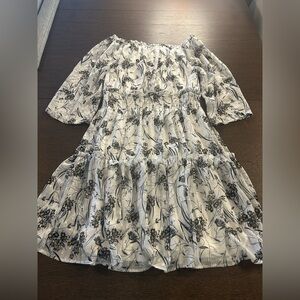 Ryan Michelle Women White And Blue Floral Off-Shoulder Mini Dress Size PS(4-6)